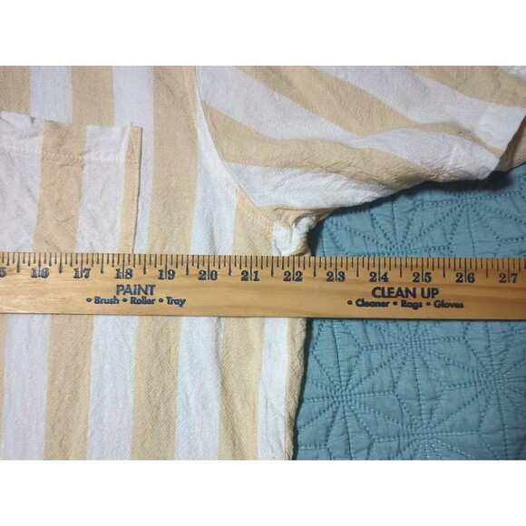 Billy Aloha Short Sleeve Rayon/Linen Striped Button-Up XXL Off White Tan USA - Picture 5 of 7